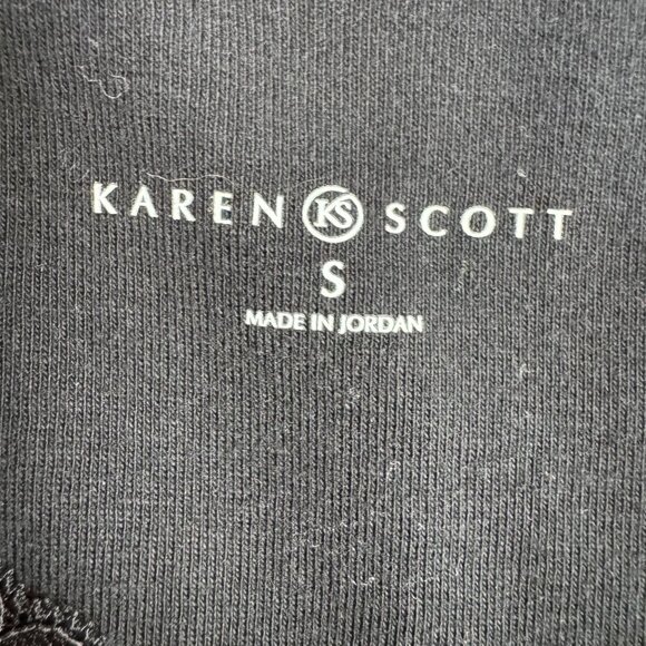 Karen Scott Babydoll Tank Top Womens Black Lace Y2K‎ Sleeveless V Neck Ribbed - Picture 6 of 8